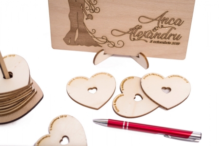 Guestbook personalizat din lemn pentru nunta - AD1010