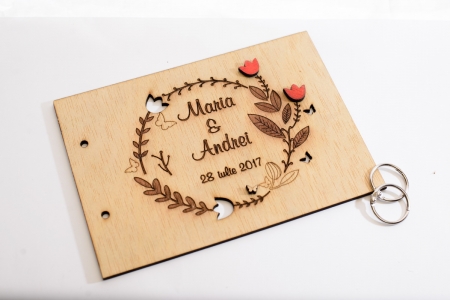 Coperti din lemn pentru album Guestbook personalizabil - CG1001