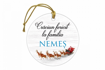 Ornament Craciun, Glob personalizat color CRACIUN FERICIT - GP106