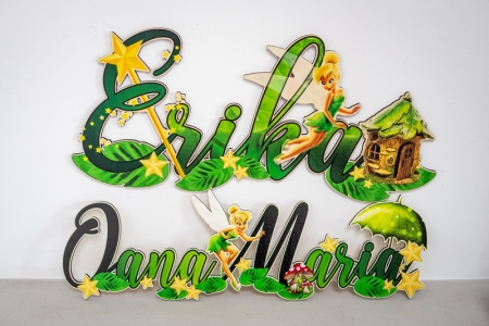 Nume decorativ din lemn personalizat pentru photocorner sau camera copilului, Tinkerbell - NL1028